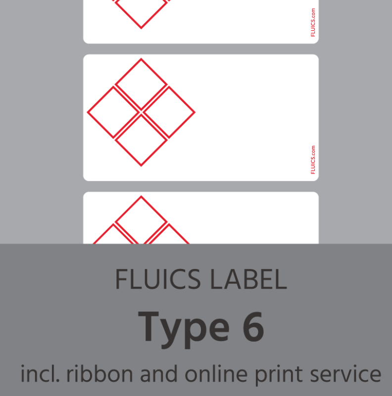 FLUICS barcode label pack - type 6, removable, chemical resistant - à 1000 labels item no. FL-0012