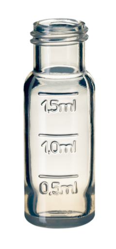 [70687] flacons neochrom filetage court DN9 1,5 ml, PP incolore, repère de remplissage., intérieur légèrement concave no art. 70687