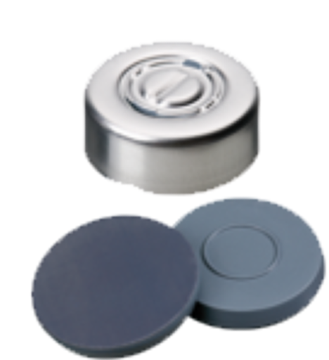 [70818] neochrom center tear-off cap ND20, colorless lacquered Septum butyl/PTFE, 50 degrees shore no art. 70818