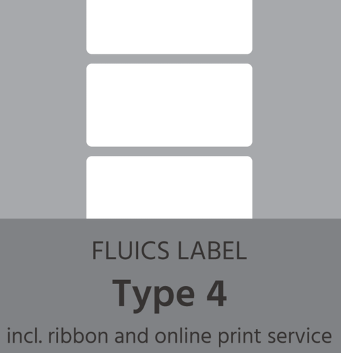 [FL0010] FLUICS Barcode label pack - type 4, removable, chemical resistant - à 1.000 labels Art.nr. FL-0010